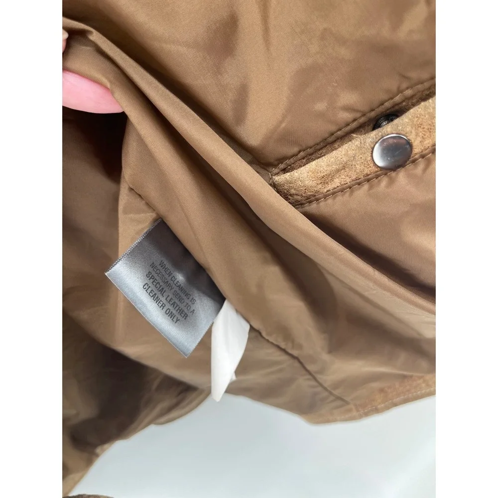 Wilsons Leather M Julian Mens XL Tan Suede Full Zip Bomber Jacket Brown Coat